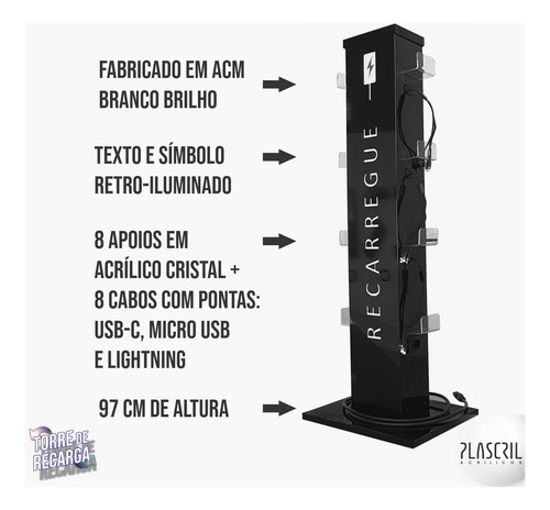 Totem Carregador Com Kit De Cabos Usb Personalizado