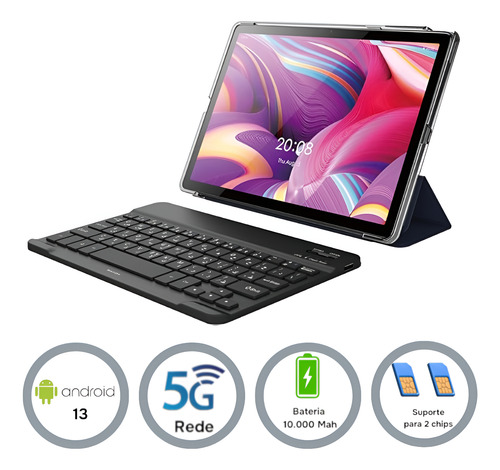 Tablet Pc Android 13 - 6gb Ram 256gb - Teclado E Caneta - 5g