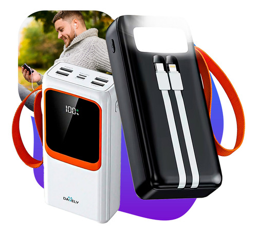 Carregador Portátil Power Bank Turbo 22.5w 30000mah Carga Rápida Com Display Davely Cor Branco