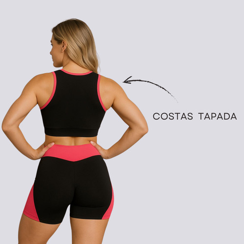 Conjunto Cropped E Short Fitness Zero Transparência Academia