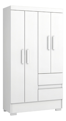 Guarda Roupas Solteiro Juvenil 4 Portas 2 Gavetas Branco Coimbra Aramóveis