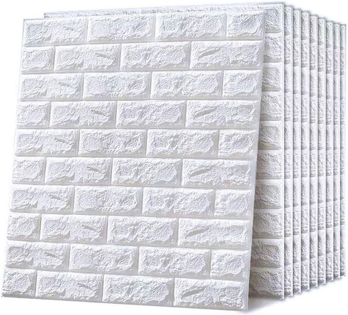 Pack X 10 Placas Revestimiento Pared Adhesivo Piedra Blanco