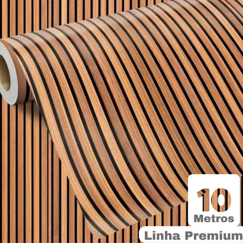 Papel De Madeira Adesivo Ripado 10 Metros 3d Lavavél