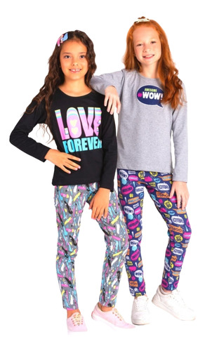 Kit 3 Conjunto Meia Estação Menina Juvenil Legging Atacado