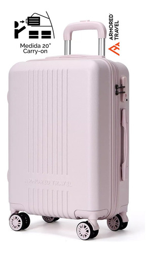 Maleta De Viaje Rígida Carry On De Mano Cabina Rosa 20 Pulgadas 10 Kg Con Candado Alta Seguridad Tsa Lock Armored Travel