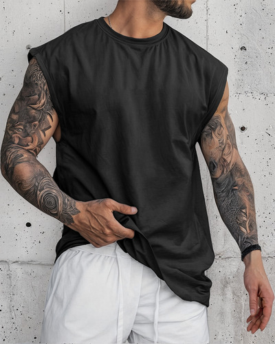Camiseta Regata Oversized Masculina Streetwear Sport Cavada