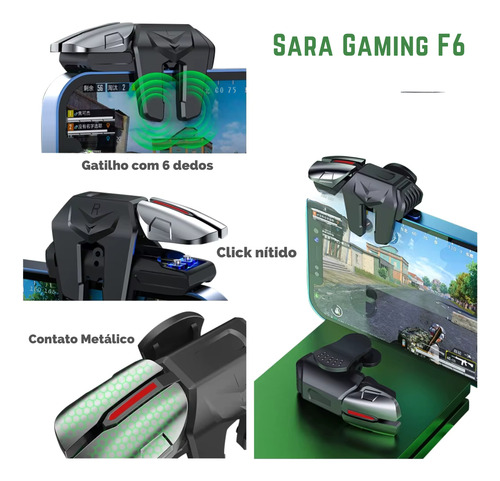 Kit Jogo De Tiro Mobile Gatilho + Luva De Dedo Sarafox F6 Ff