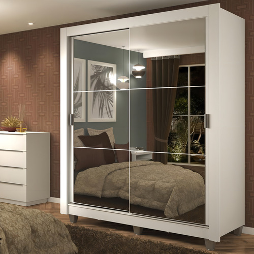 Guarda-roupa Solteiro Madesa Dallas Plus 2 Pts De Esp Pés Br Cor Branco
