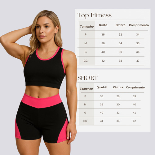 Conjunto Cropped E Short Fitness Zero Transparência Academia