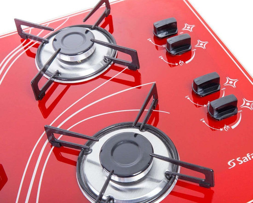 Coifa Gourmet Inox 60cm + Cooktop 4b Vermelho Safanelli