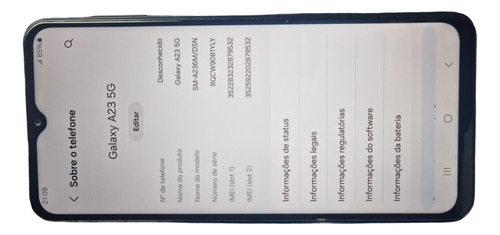 Smartphone Galaxy A23 Tela 6.6'' 128gb 4gb Ram S/carregador (Usado)