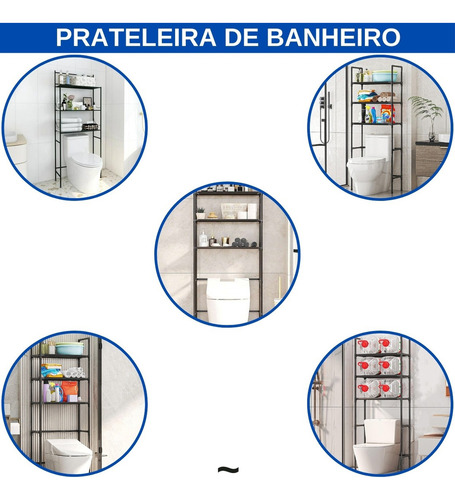 Rack Para Banheiro 3 Prateleiras Com Encaixe Vaso Sanitário