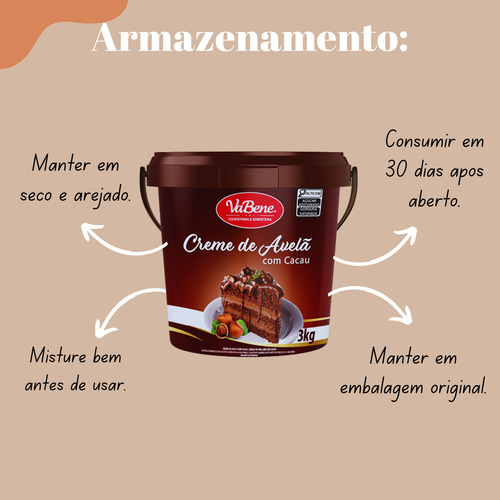 Recheio Creme Avelã Com Cacau Vabene 3kg