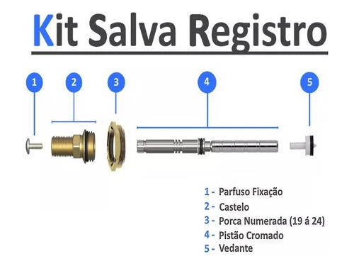 Kit Reparo Salva Registro Universal Pressão 7x1 Chuveiro