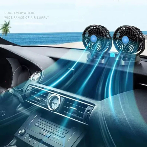 Ventilador 360º Auto Camioneta 12v Doble Con Base Giratorio