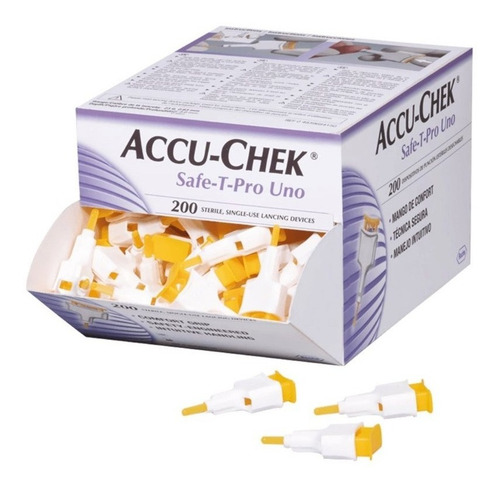 Lancetas Safe-t-pro Uno Accu-chek 200 Unidades Color Blanco