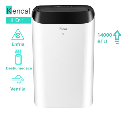 Aire Acondionado Kendal KAPP-14000 BTU/HR FRIO| WIFI | 3 En 1 |Aire Acondicionado - Ventilador - Deshumidificador | 3 Velocidades| Modo Nocturno