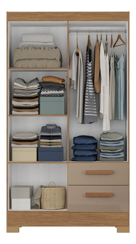 Guarda Roupa Solteiro Com Espelho 4 Portas Fortaleza Plus