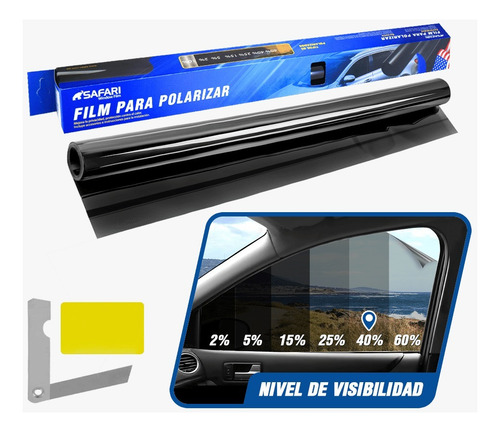 Papel Polarizado 3mx50cm V:25% Ir:15% Uv:99% Black
