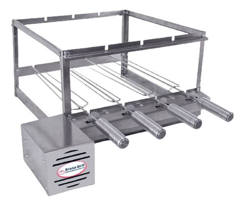 Kit Combo Elétrico Inox Gira 4 Espetos Giratório Brasa Grill Cor Esquerdo 127/220v