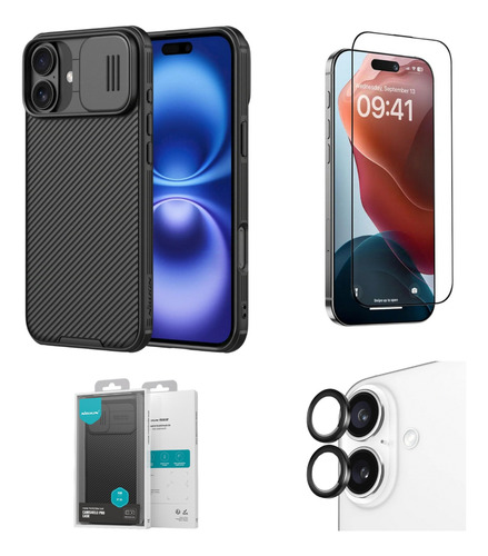 Case Nillkin Para iPhone 16 Plus + Mica De Pantalla Y Cámara