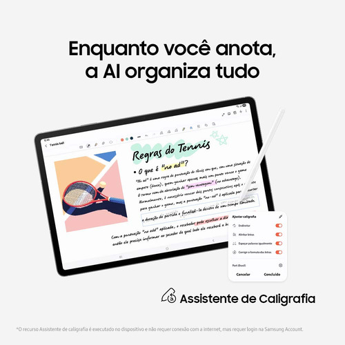 Tablet Samsung Galaxy Tab S10 Fe+ 5g, 128gb de Memoria, 8gb de RAM, Tela 13.1 " - Cinza