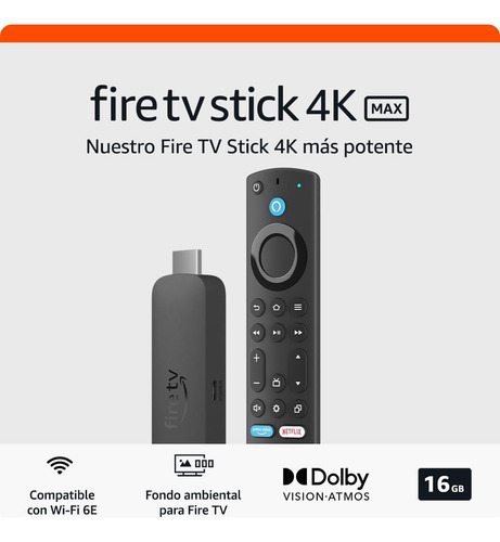 Amazon Fire Tv 4k Max 16gb Hdr Control De Voz Con Alexa