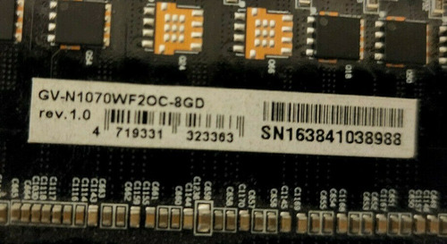 Tarjeta De Video 8gb Nvidia Gtx 1070 Gigabyte 256bits Usada (Usado)