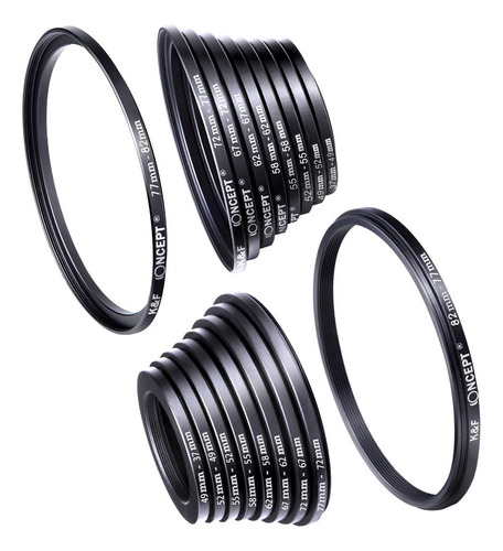 K&f Concept - Juego De 18 Anillos Adaptadores De Filtro De Lente De Cámara Para Cámara De 37-82 Mm, 82-37 Mm Para Lente De Cámara Dslr