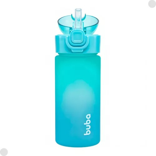 Garrafa Degradê Azul Infantil 450ml C/ Canudo 18106 - Buba