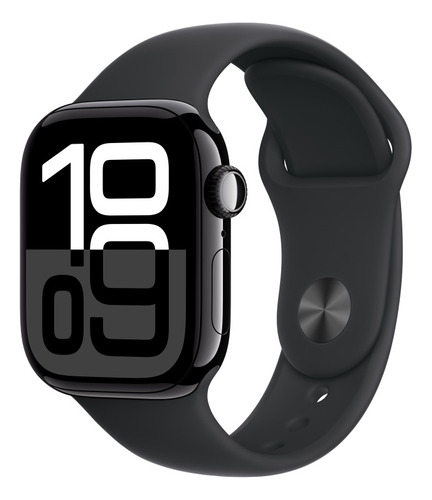 Apple Watch Series 10 GPS + Cellular • Caixa preta brilhante de alumínio – 42 mm • Pulseira esportiva preta – P/M - Distribuidor Autorizado