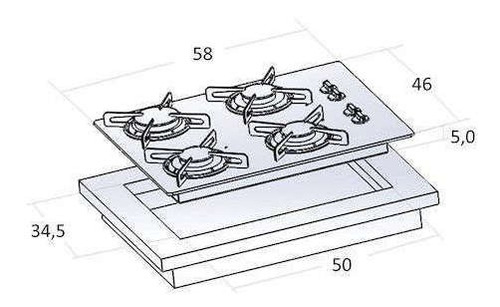 Coifa Gourmet Inox 60cm + Cooktop 4b Vermelho Safanelli