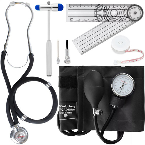 Kit Fisioterapia C/ Esfigmomanômetro E Estetoscópio Preto