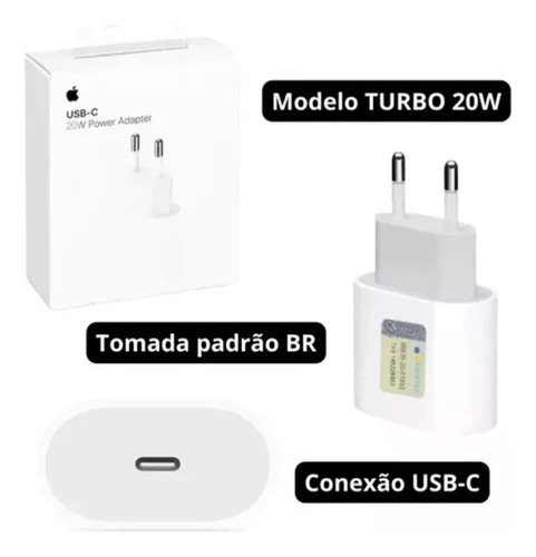 Apple Carregador iPhone iPad Fonte Turbo Usb-c 20w Original
