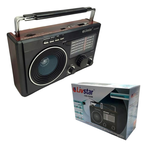 Rádio Livstar Com 11 Bandas Fm/am/sw 1-9 Com Usb/tf