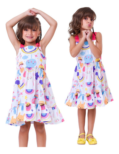 Kit 3 Vestidos Infantil Menina Estampado Sedinha Duas Marias