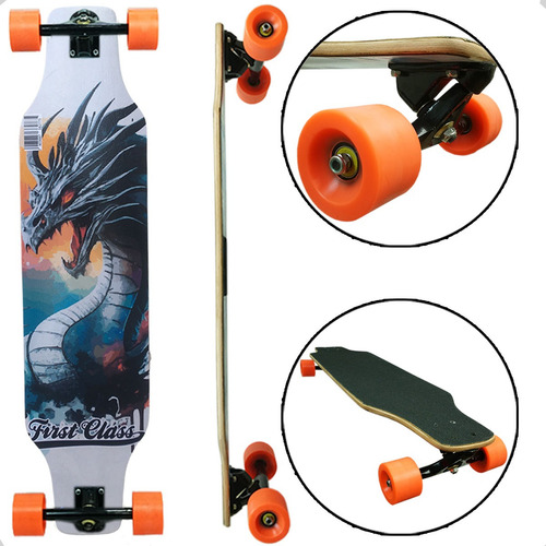 Skate Longboard Completo First Class Simetrico Desenhos 