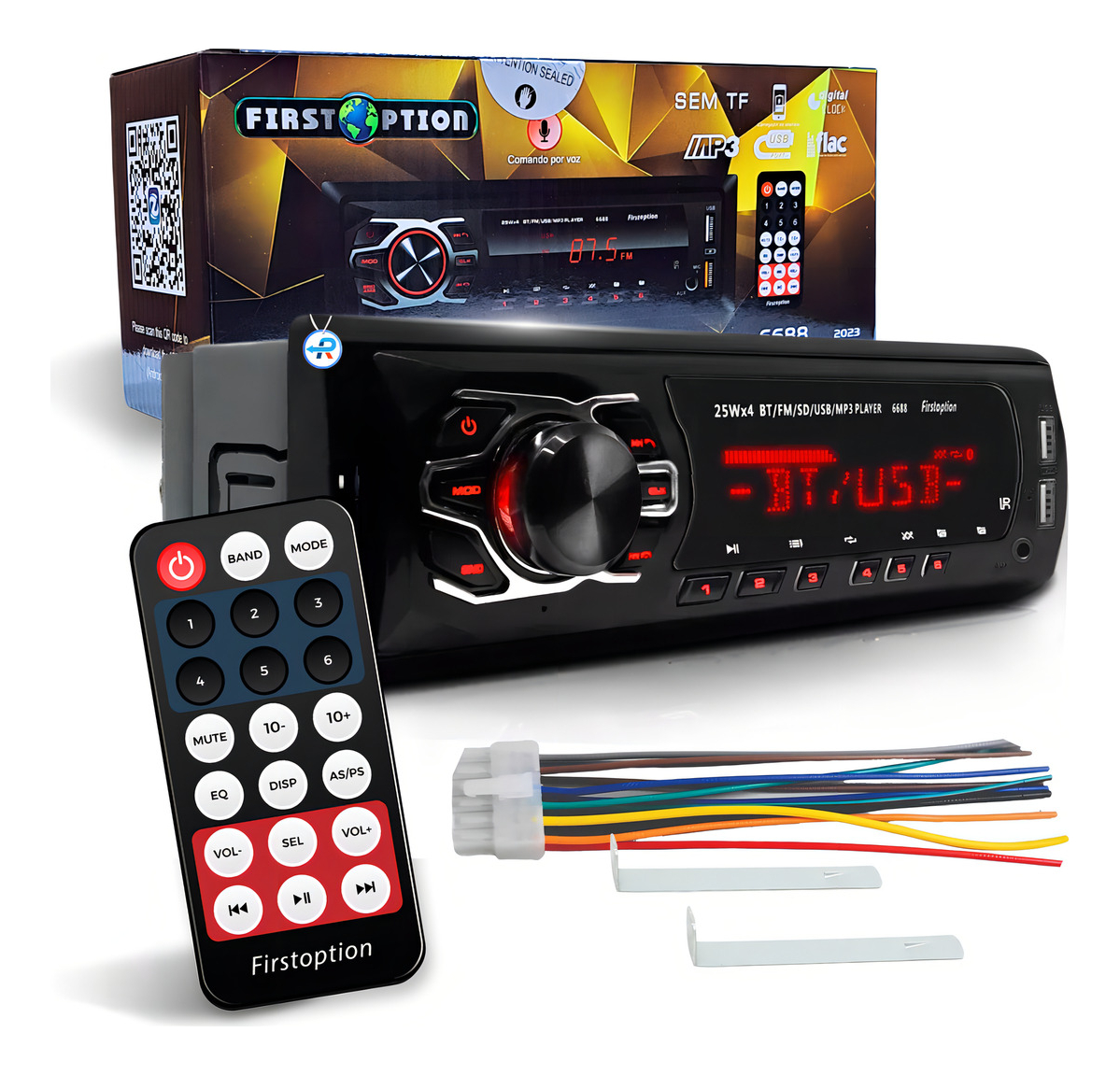 First Option 6688 preto 25W aparelho MP3 player