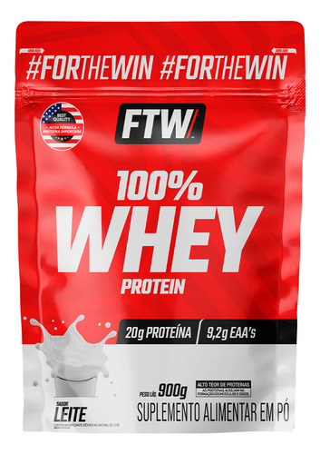 Whey Protein 100% Concentrado Refil 900g Sabor Leite - FTW