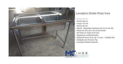 Lavadero Doble Poza 60x110x90cm Mycinox
