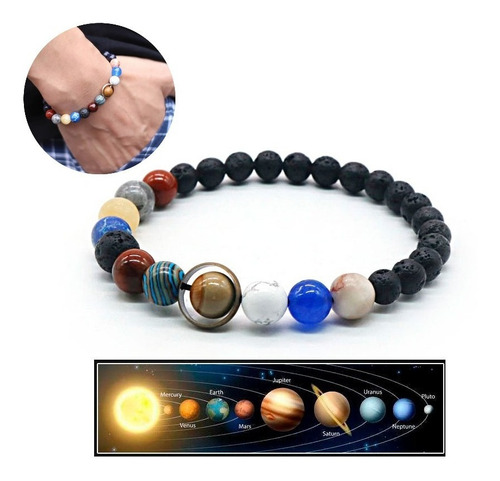 Pulseira Sistema Solar 8 Planetas Galaxia Planetaria Sorte Diâmetro 20 cm