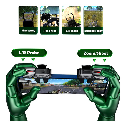 Kit Jogo De Tiro Mobile Gatilho + Luva De Dedo Sarafox F6 Ff