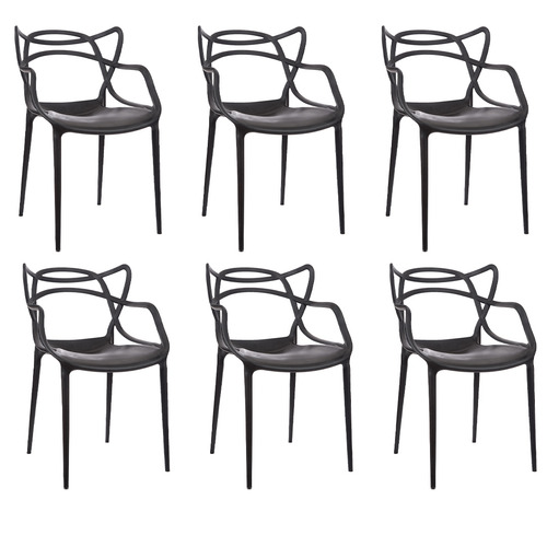 Cadeira de Jantar Allegra Garden Life Resistente e Empilhável, Cor Preto 6 Unidades.
