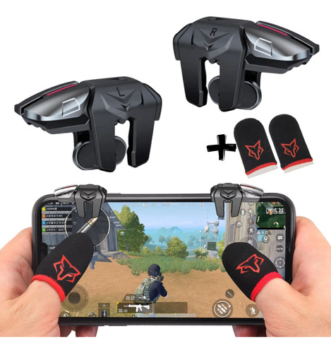 Kit Jogo De Tiro Mobile Gatilho + Luva De Dedo Sarafox F6 Ff