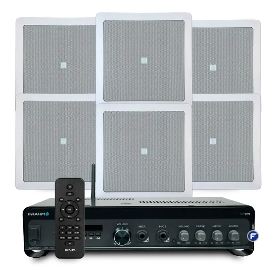 Kit Som Ambiente Teto Gesso Embutir Frahm + 6 Arandelas Jbl