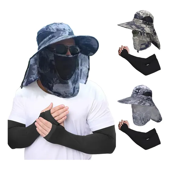 Gorra De Pesca Viseras Para Unisex 360° Anti-uv Y Mangas
