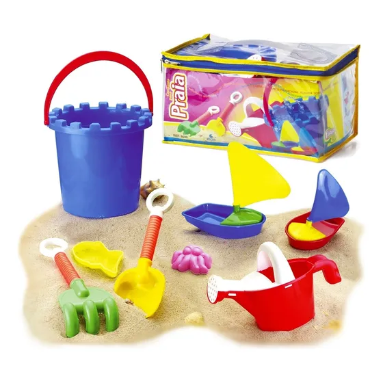 Baldinho De Praia Conjunto Kit Para Praia Contém 8 Peças