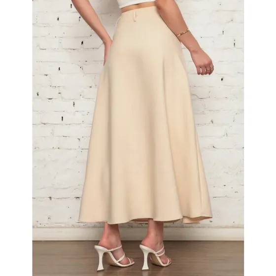 Saia Longa Alfaiataria Linho Lancamento Moda Evangelica