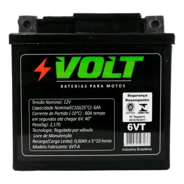 Bateria Moto Volt 6ah Fazer 150 Cg Titan Xre300 Bros