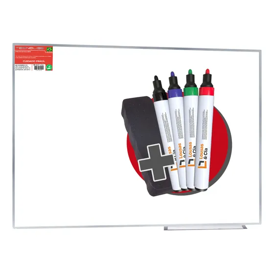 Lousa Quadro Branco Moldura Alumínio 150 X 120 + 4 Can 1 Apg